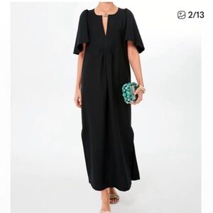 Pomander Place Finley Black Maxi Dress with Cape Sleeves